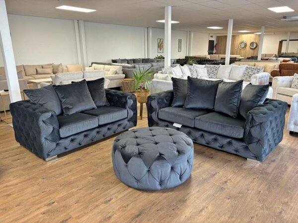 Ashton 3 and 2 Seater Sofa Set – Luxury Velvet Chesterfield