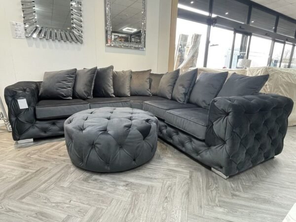 Ashton 5 Seater Corner Sofa – Luxury Velvet Chesterfield