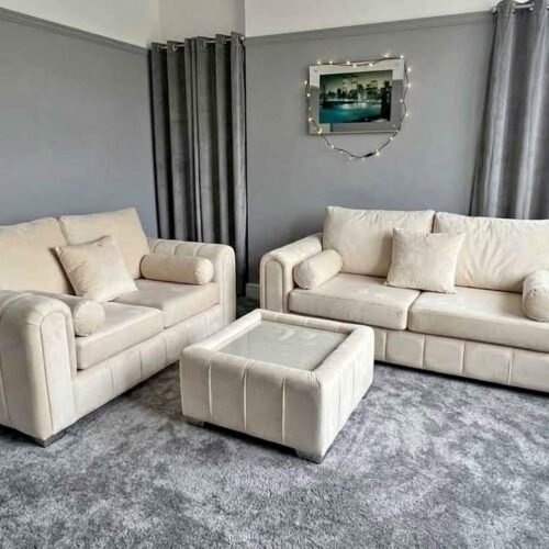 Lilly 3 + 2 Seater Sofa Set – Modern Lined Fabric Sofa Set