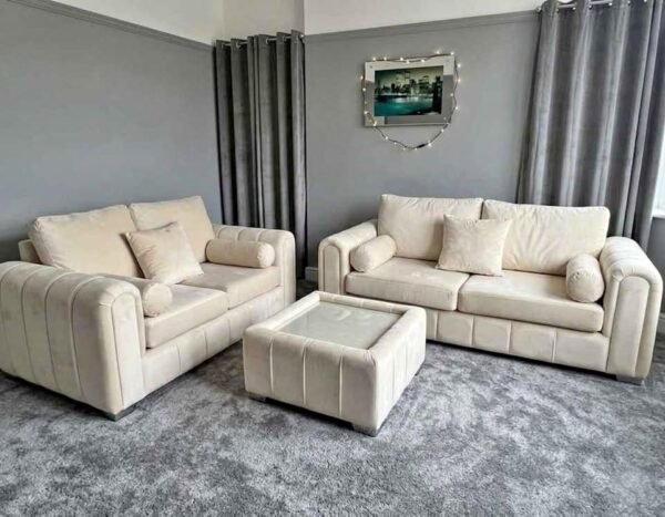 Lily (5) Lilly 3 + 2 Seater Sofa Set – Modern Lined Fabric Sofa Set