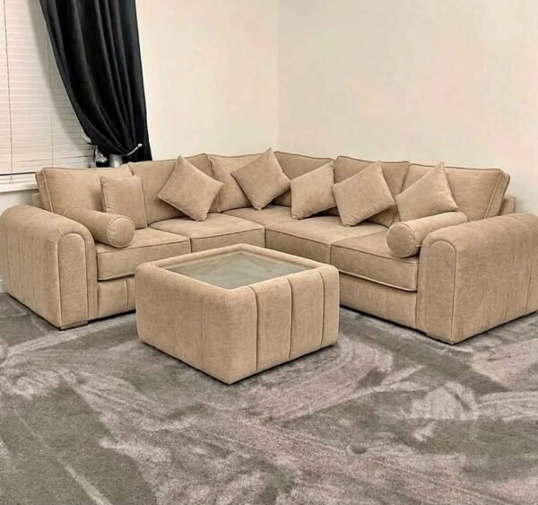 Lily-Corner (2) Lilly 5 Seater Corner Sofa – Modern Lined Fabric Corner Sofa