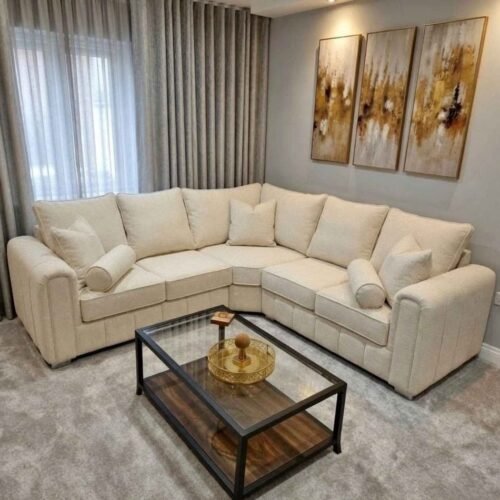 Lilly 5 Seater Corner Sofa – Modern Lined Fabric Corner Sofa