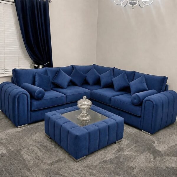 Lily-Corner (5) Lilly 5 Seater Corner Sofa – Modern Lined Fabric Corner Sofa