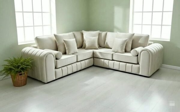 Lily-Corner (6) Lilly 5 Seater Corner Sofa – Modern Lined Fabric Corner Sofa