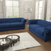 Velvet Chesterfield Sofa Set – Traditional Scroll Arm Design with Button Detailing