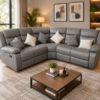 Leather Recliner Corner Sofa Set 5 Seater – Grey or Black